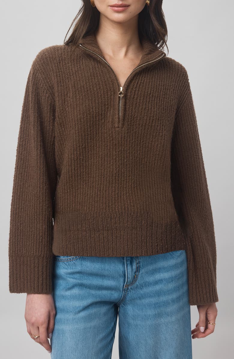 Splendid x @cellajaneblog Quarter Zip Sweater, Main, color, Truffle