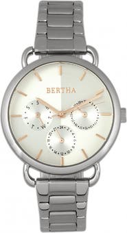 BERTHA Gwen Leather-Band Watch w/Day/Date