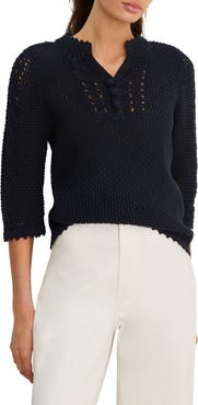 NIC+ZOE Semisheer Cotton Blend Open Stitch Sweater