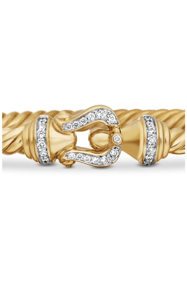 Buckle Cablespira® Bracelet in 18K Yellow Gold with Diamonds, 3.5mm, Alternate, color, DIAMOND