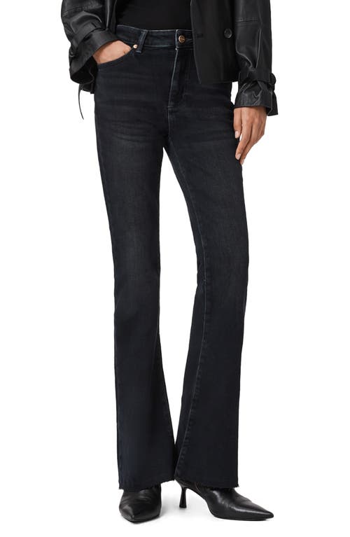 Allsaints Maisie Raw Hem Flare Jeans In Black