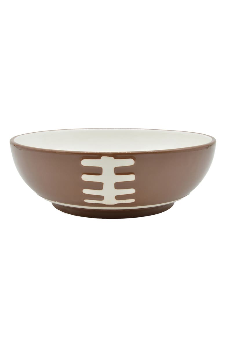 Godinger Football 10-Inch Stoneware Bowl, Main, color, Brown/ White Multi