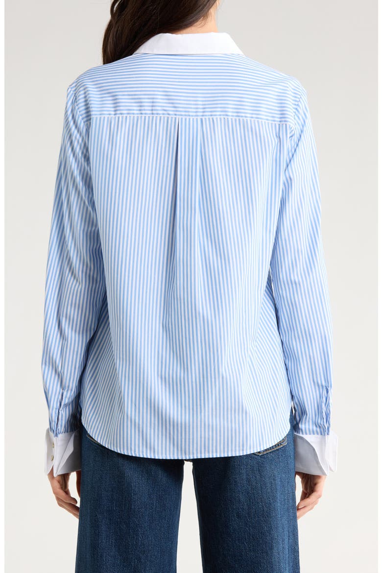The Cuffed Statement Shirt, Alternate, color, BLUE/ WHITE STRIPE