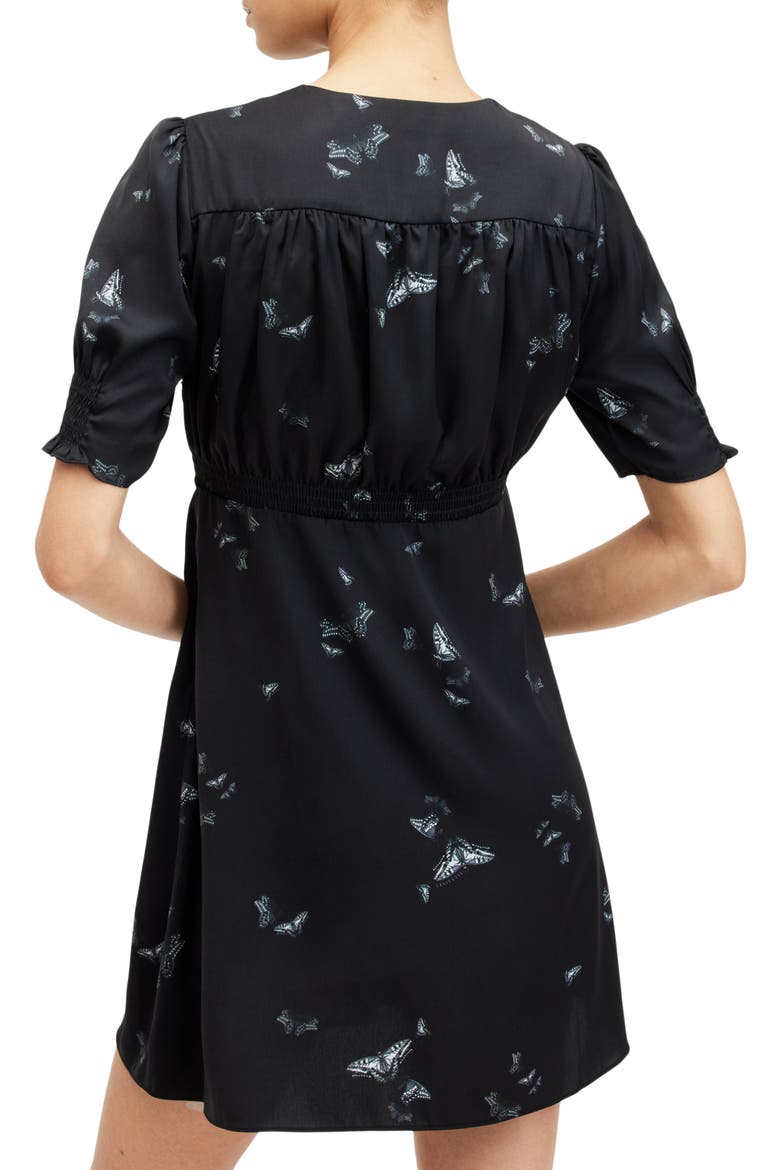 Demi Butterfly Print Satin Minidress, Alternate, color, AGATHA BLACK