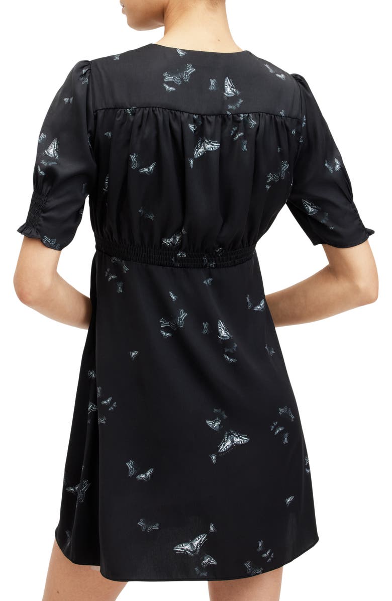 AllSaints Demi Butterfly Print Satin Minidress, Alternate, color, 