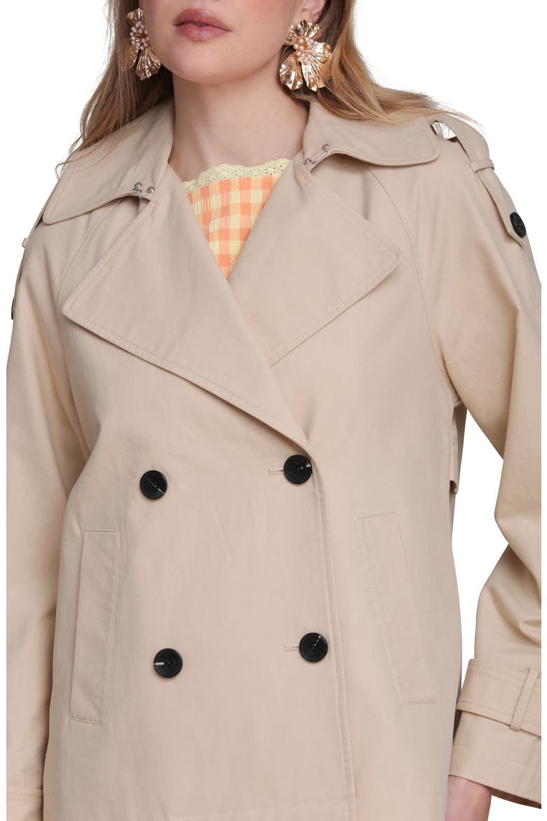 Double Breasted Short Trench Coat, Alternate, color, STONE