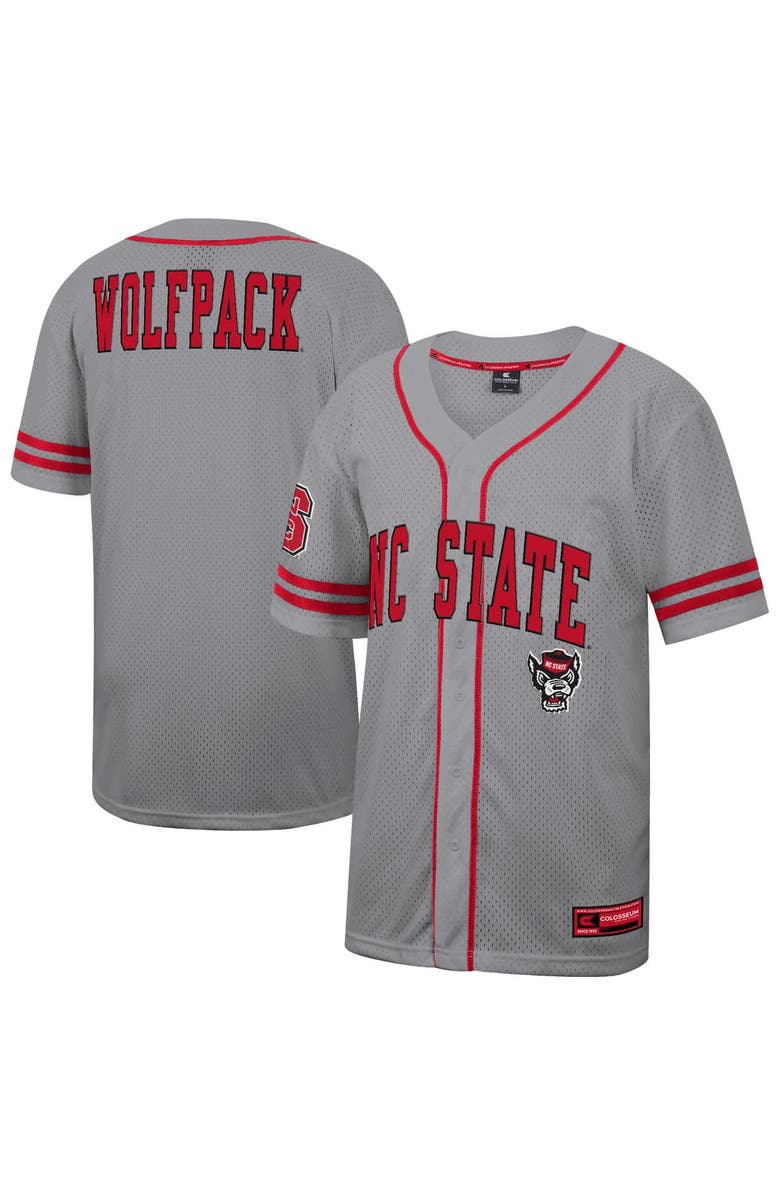 COLOSSEUM Men's Colosseum Gray NC State Wolfpack Free Spirited Baseball Jersey, Alternate, color, Gray