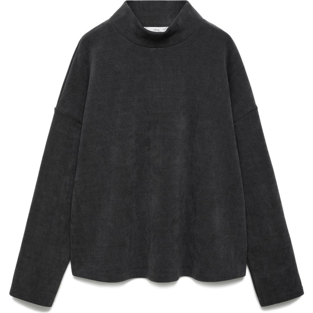 Shop Mango Corduoray Mock Neck Maternity Sweatshirt In Dark Heather Grey