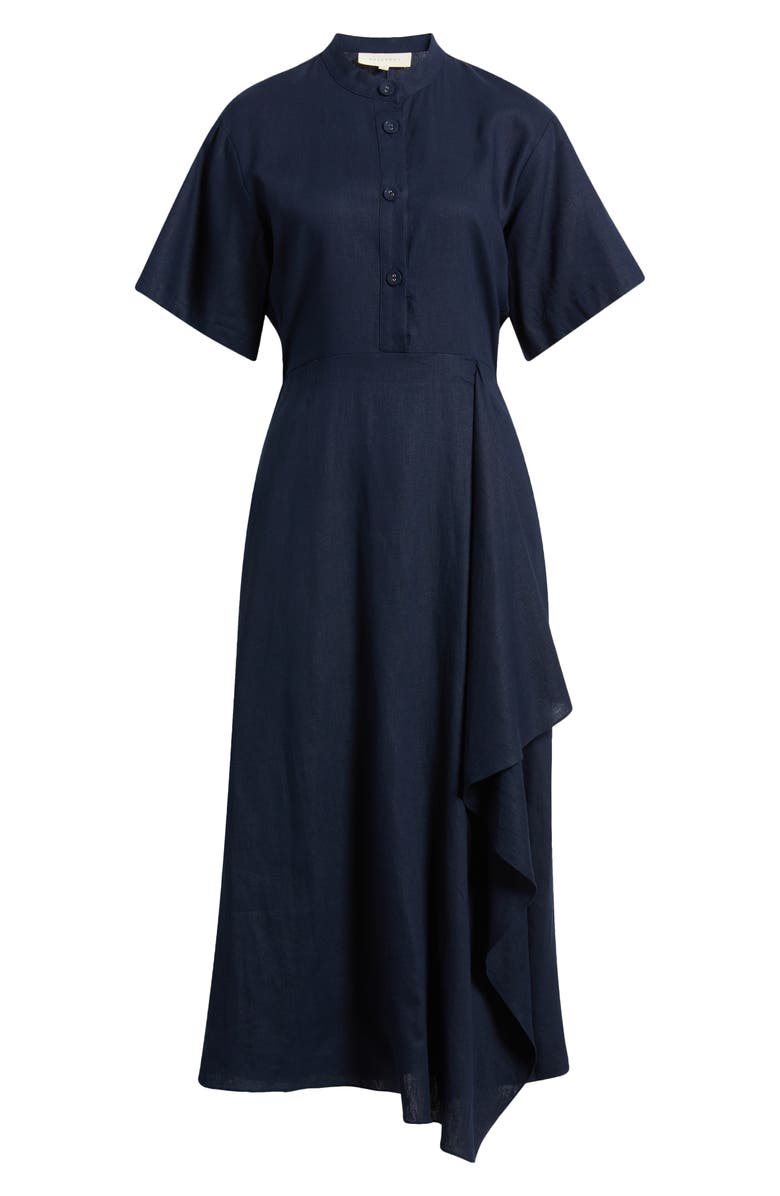 MELLODAY Draped Linen Blend Midi Shirtdress, Alternate, color,