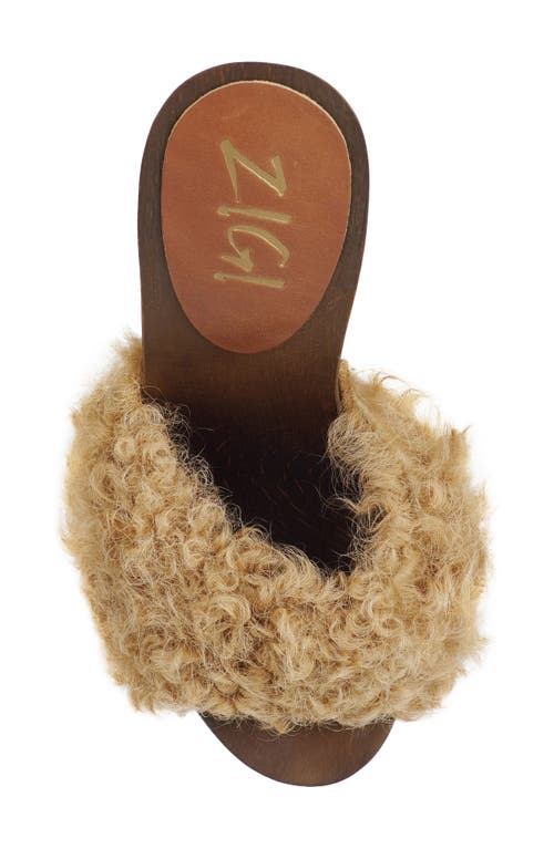 Zigi Genuine Shearling Platform Sandal In Brown