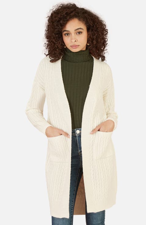 Cable Knit Long Sleeve Long Cardigan