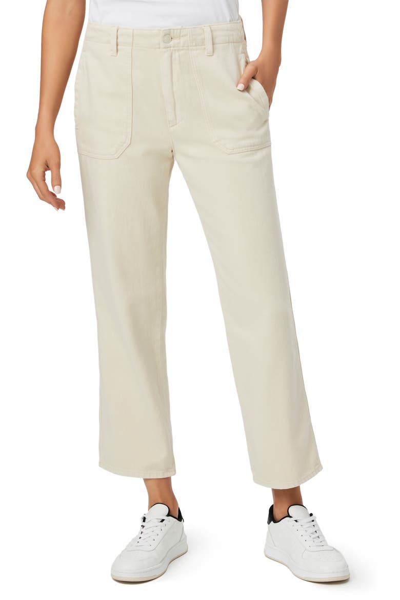 Kirby Button Fly Crop Flare Jeans, Main, color, BUTTERECRU