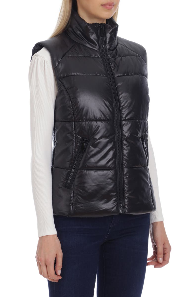 Avec Les Filles Shiny Nylon Puffer Vest, Alternate, color,