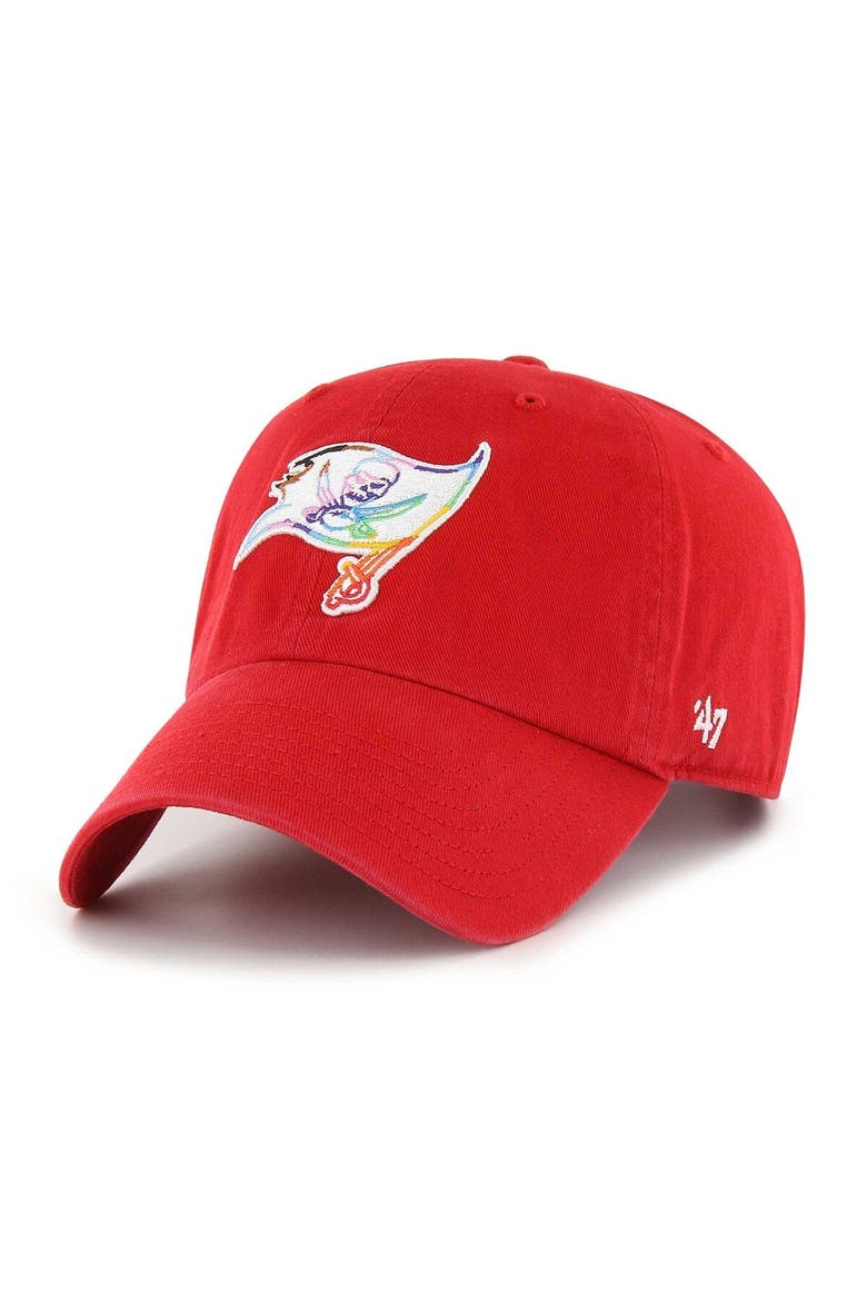 Men's '47 Red Tampa Bay Buccaneers Pride Clean Up Adjustable Hat, Main, color, Red