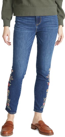 Driftwood sale Jackie Floral Embroidered Crop Skinny Jeans Size 25 New