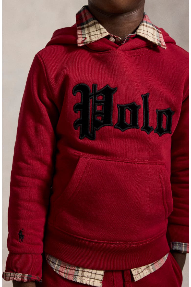 Kids' Polo Graphic Hoodie, Alternate, color, EATON RED
