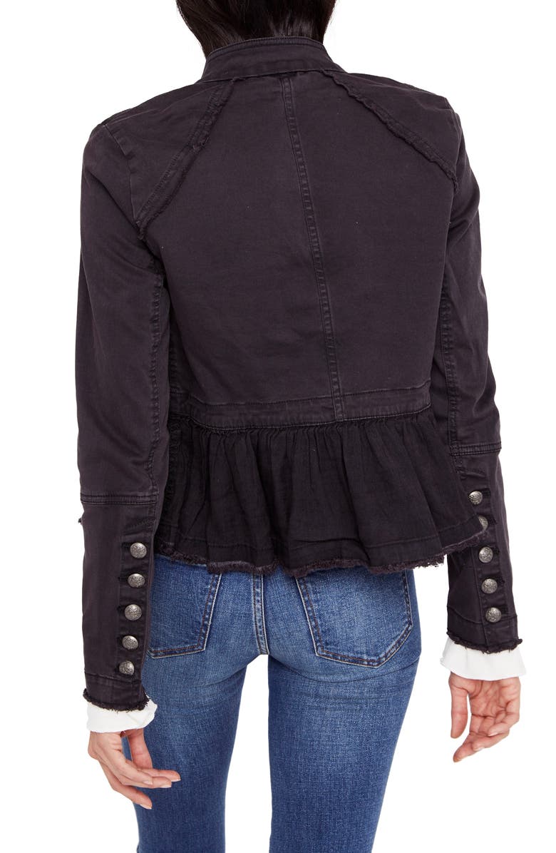 Free People Ruffle Hem Military Jacket, Alternate, color,