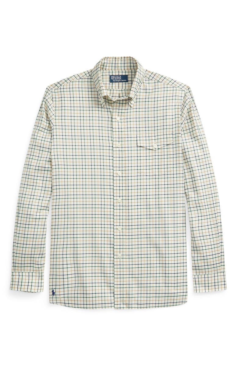 Polo Ralph Lauren Windowpane Button-Down Shirt, Alternate, color, Cream/ Green Multi