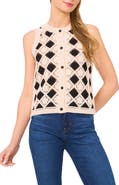 CeCe Cotton Crochet Sleeveless Sweater