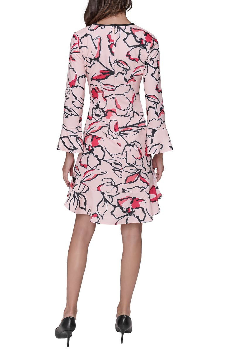 KARL LAGERFELD PARIS Scuba Crepe A-Line Dress, Alternate, color, Pearl Combo