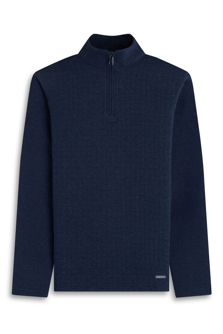 Waffle Quarter Zip Cotton Blend Pullover, Alternate, color, NAVY