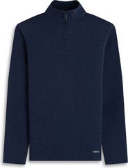 Bugatchi Waffle Quarter Zip Cotton Blend Pullover