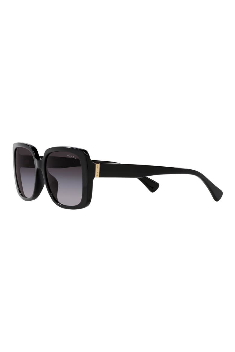 55mm Gradient Rectangular Sunglasses, Alternate, color, SHINY BLACK