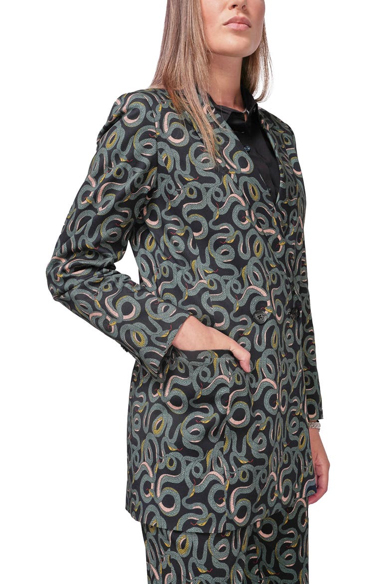 The Empower Double Breasted Blazer, Alternate, color, SERPENTINE BLACK