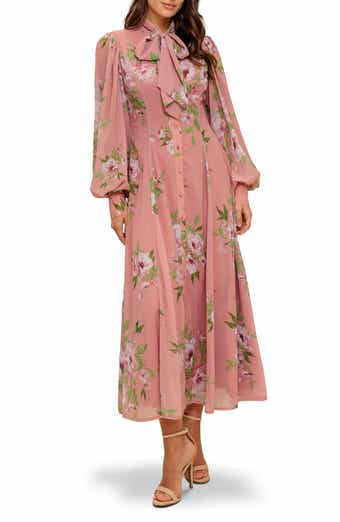 FLYING TOMATO Pussy Bow Midi Dress