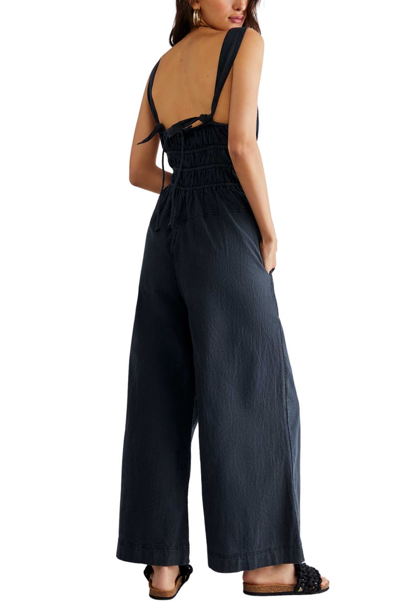 Free People After All Ruched Wide Leg Jumpsuit, Alternate, color, 