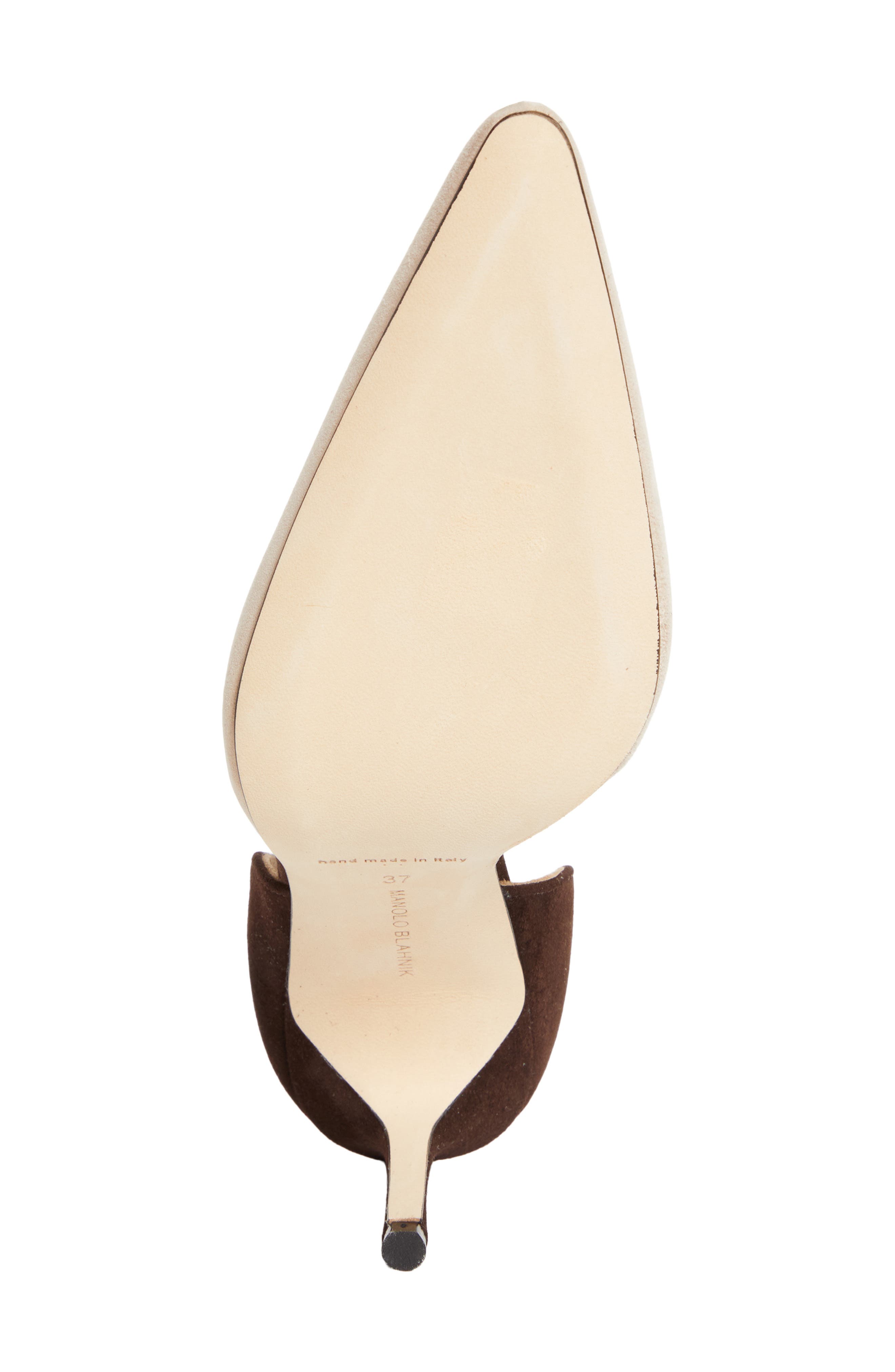 Manolo Blahnik Taylerbinu d'Orsay Pump, Alternate, color, Light Beige/ Dark Brown