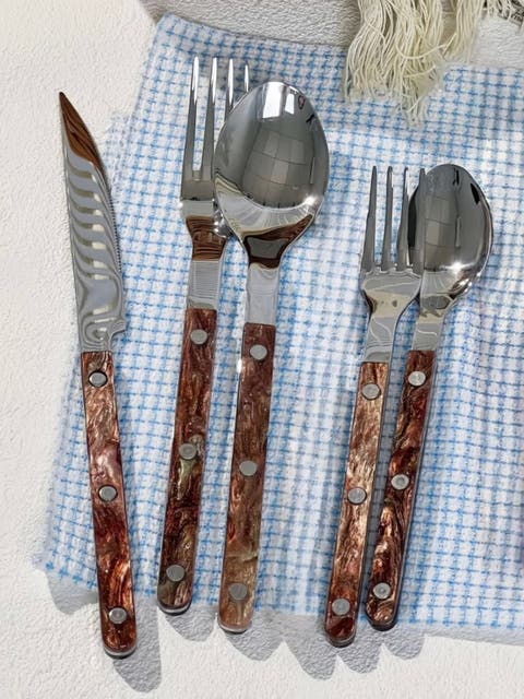 Modern Nebula Cutlery, Bistrot Style Rivet Flatware Set