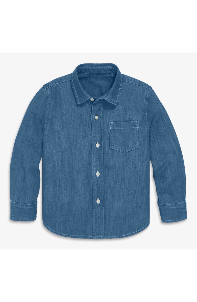 Primary Kids Long Sleeve Button Down In Chambray, Main, color, Classic Chambray