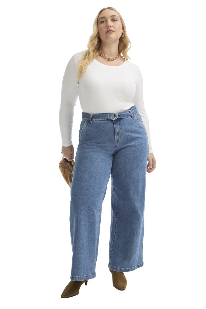 Ribbed Long Sleeve Scoopneck Top, Main, color, WHITE