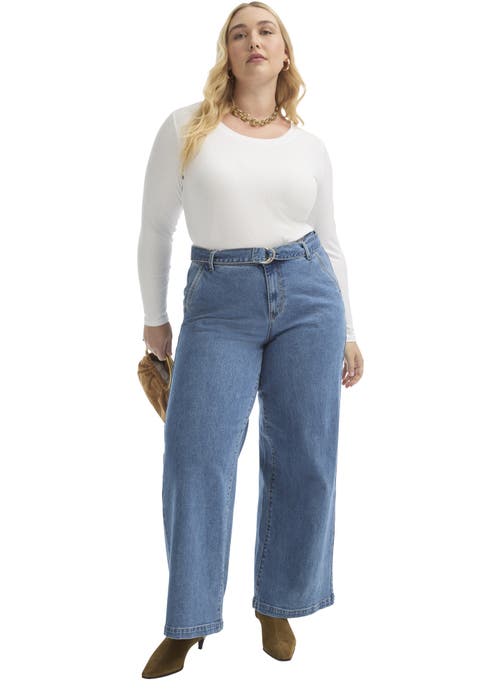 Ribbed Long Sleeve Scoopneck Top (Plus)