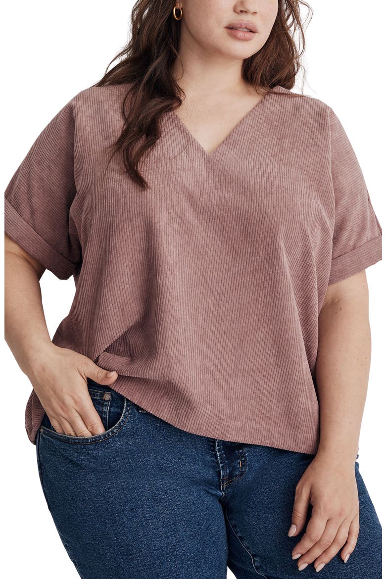 Renata V-Neck Corduroy Top, Main, color, FIG