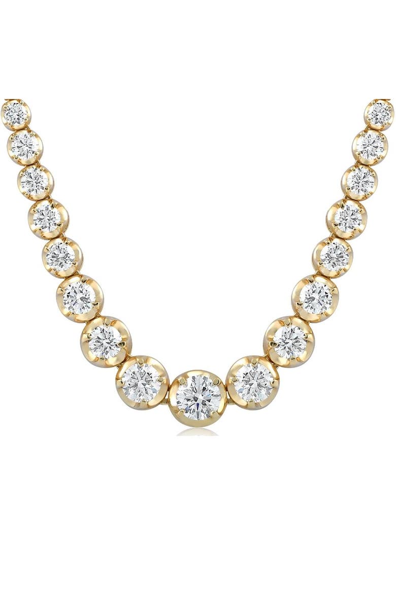 11 1/2Ct Graduated Diamond Tennis Necklace 14k Gold Lab Grown, Alternate, color, 14k Yellow Gold