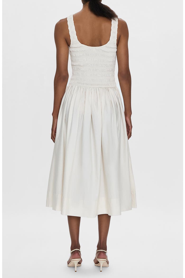 Alessia Smocked Drop-Waist Stretch Cotton Midi Dress, Alternate, color, SHELL