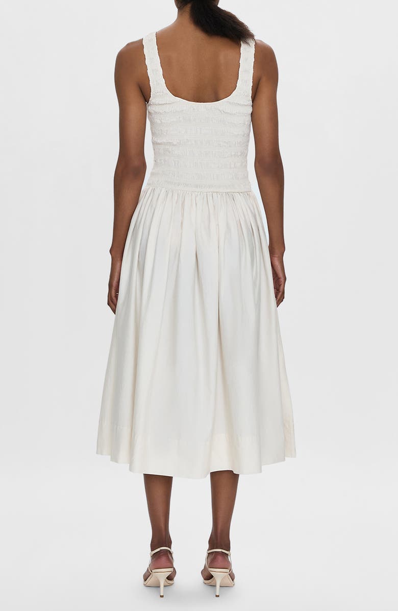 Pistola Alessia Smocked Drop-Waist Stretch Cotton Midi Dress, Alternate, color, Shell