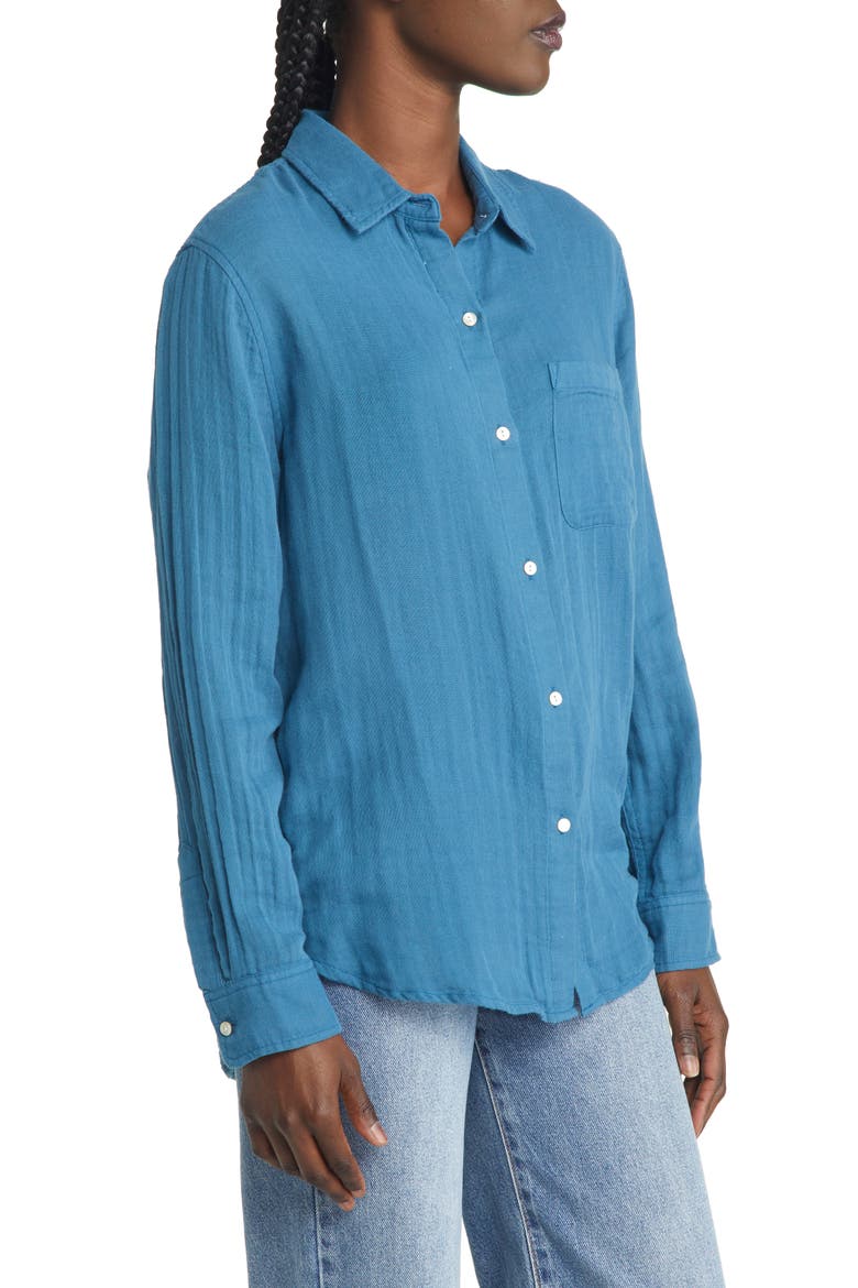 Ellis Organic Cotton Button-Up Shirt, Alternate, color, DEEP SEA