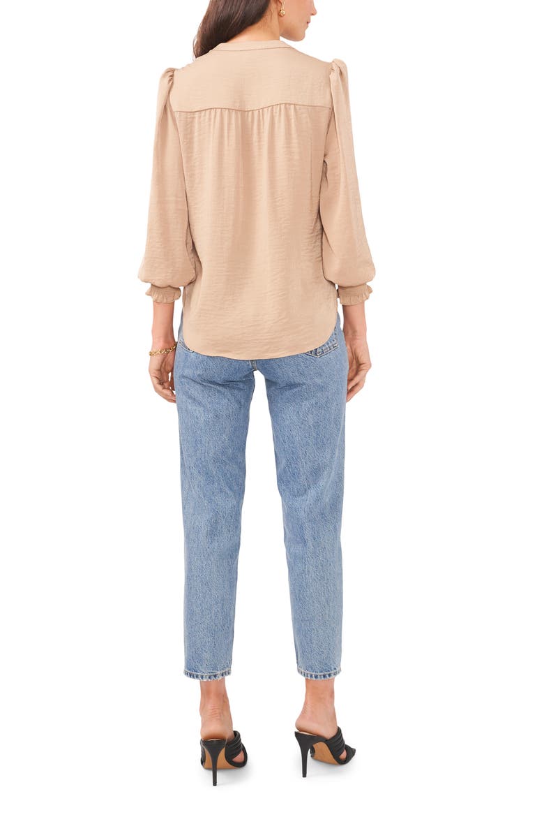 Smock Cuff Rumpled Satin Blouse, Alternate, color, FALL CAMEL