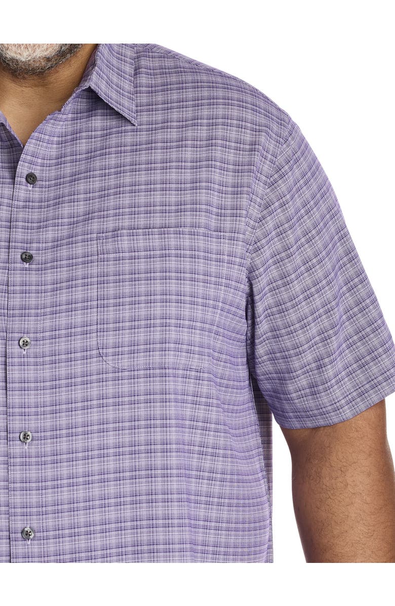 Synrgy by DXL Big & Tall Plaid Microfiber Sport Shirt, Alternate, color, Purple