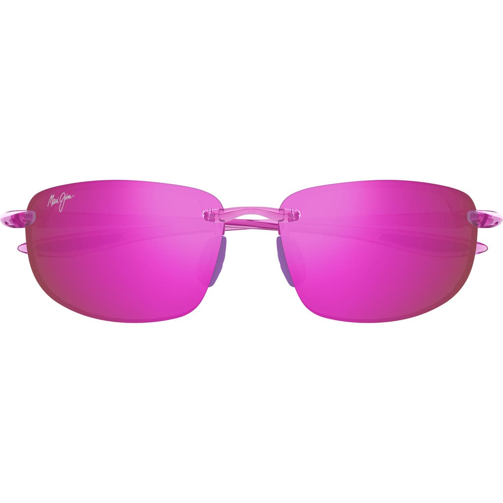 Maui Jim Ho'okipa 64mm Oversize Polarizedplus2® Rectangular Sunglasses In Shiny Cyclamen Pink
