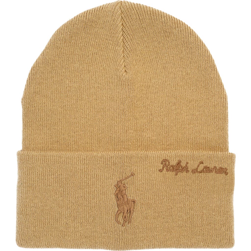 Polo Ralph Lauren Scripted Pony Beanie In Brown