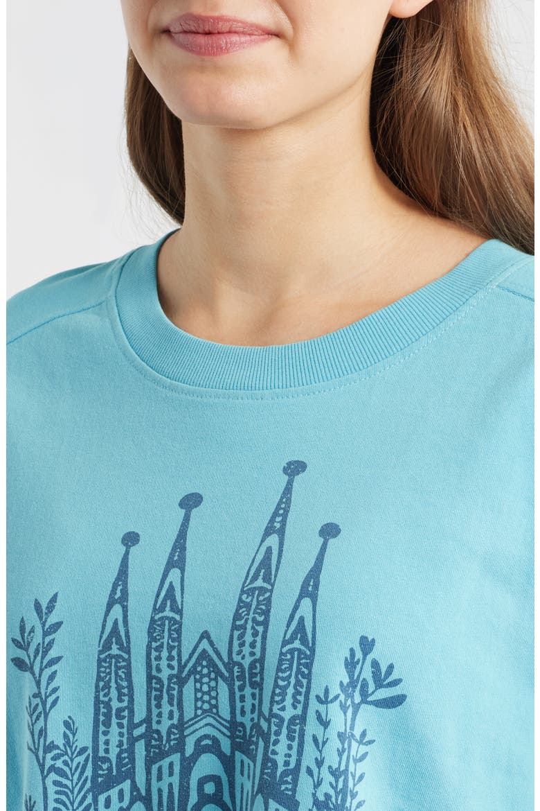 Crop Cotton Graphic T-Shirt, Alternate, color, BLUE GROTTO