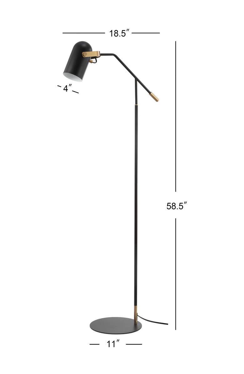 JONATHAN Y Eugenio 58.5" Metal LED Floor Lamp, Black/Brass Gold, Alternate, color, Black/Brass Gold