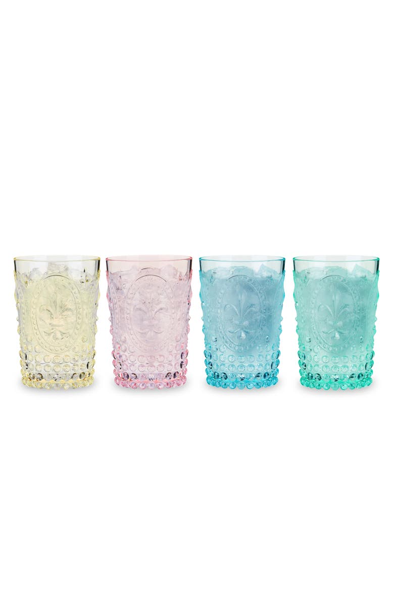 TWINE Shatterproof Acrylic Embossed Tumblers in Assorted Colors Set of 4, Main, color, Assorted