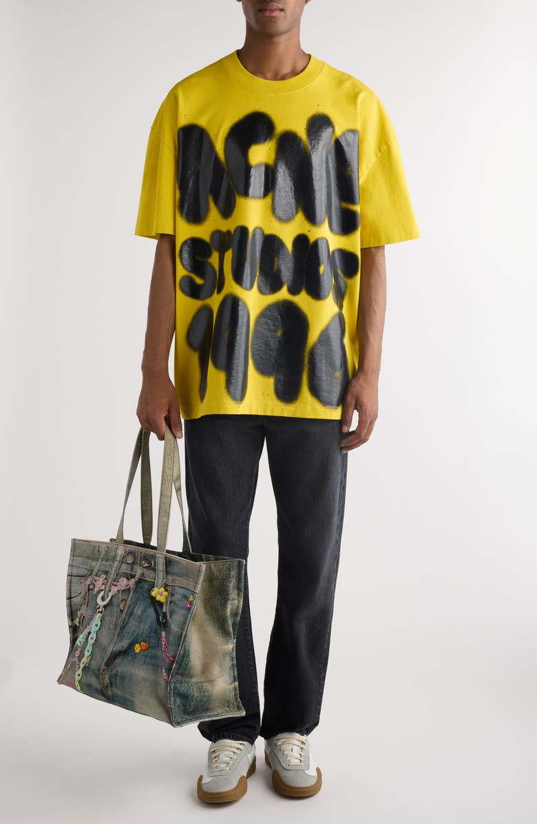 Acne Studios Oversize Logo Graphic T-Shirt, Alternate, color, Mustard Yellow