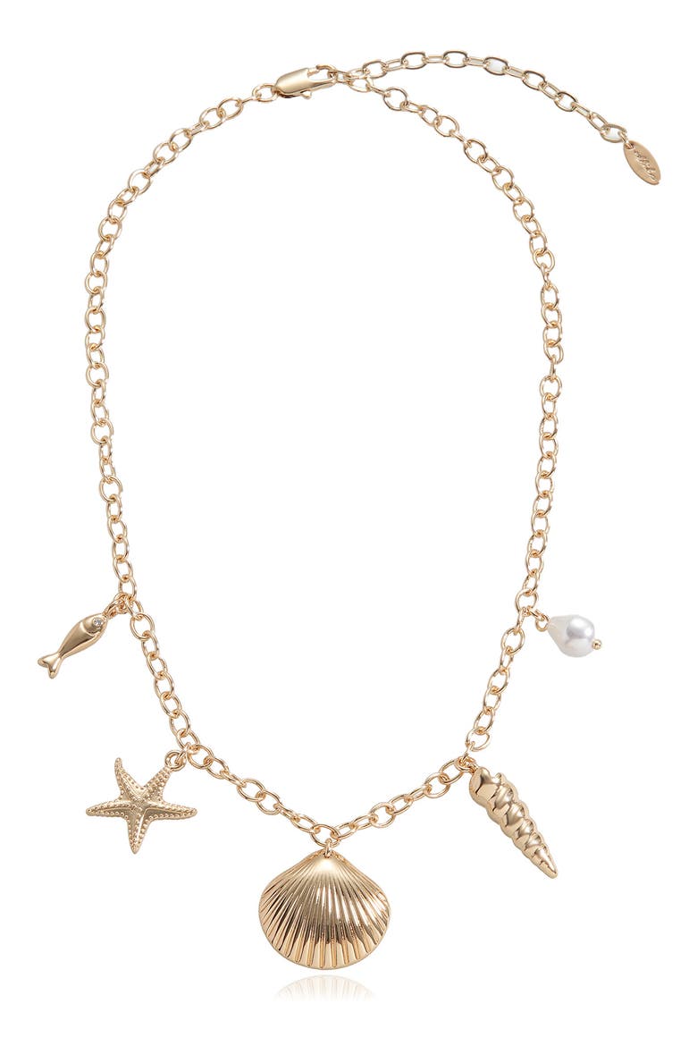 Seaside Treasures Charm Necklace, Main, color, GOLD