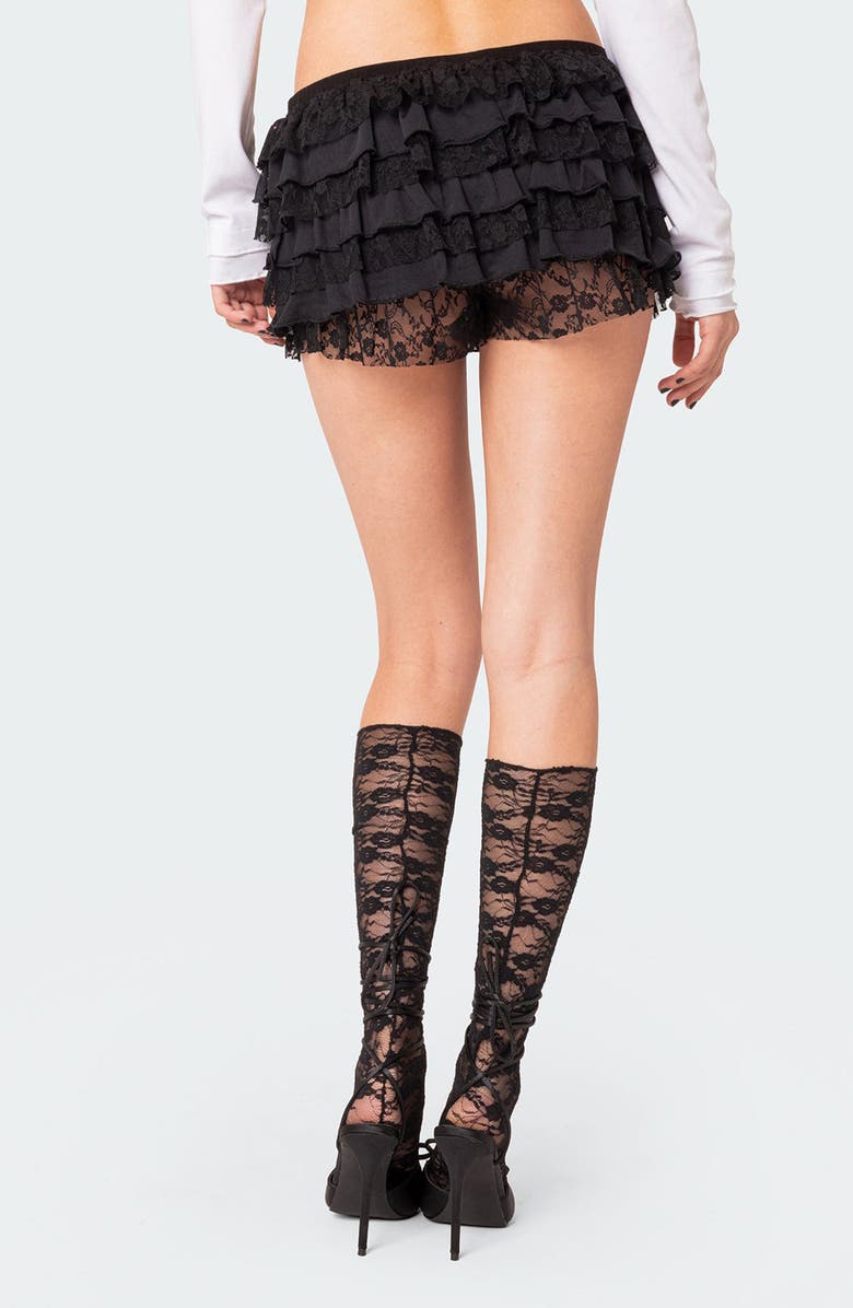 EDIKTED Unicorn Layered Ruffle Lace Shorts, Alternate, color, Black